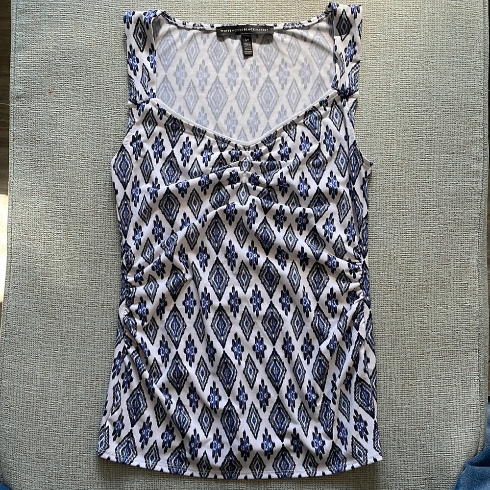 Blue and white tank style shirt. Like new! Beautiful